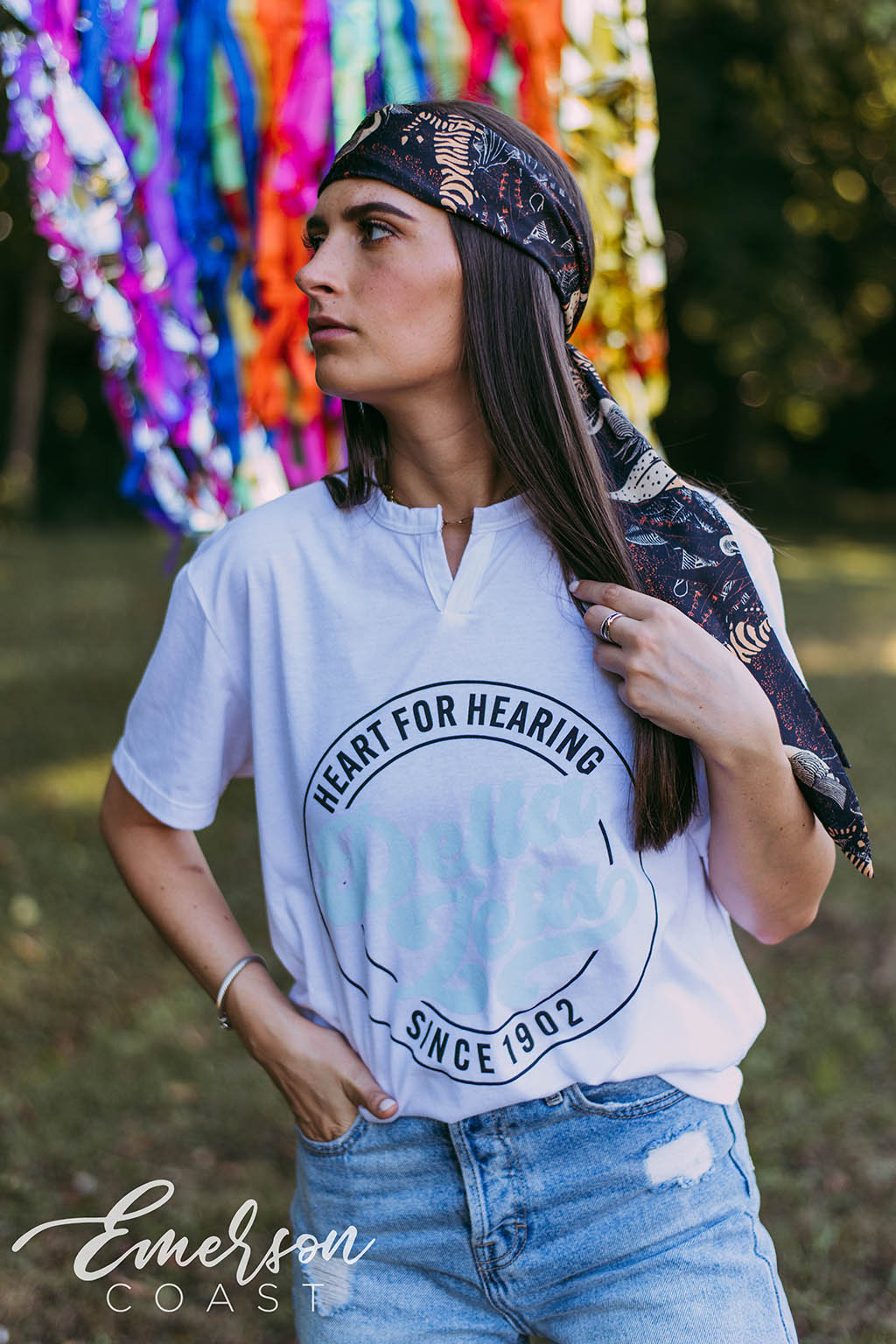 Delta Zeta Heart for Hearing Notch Tee