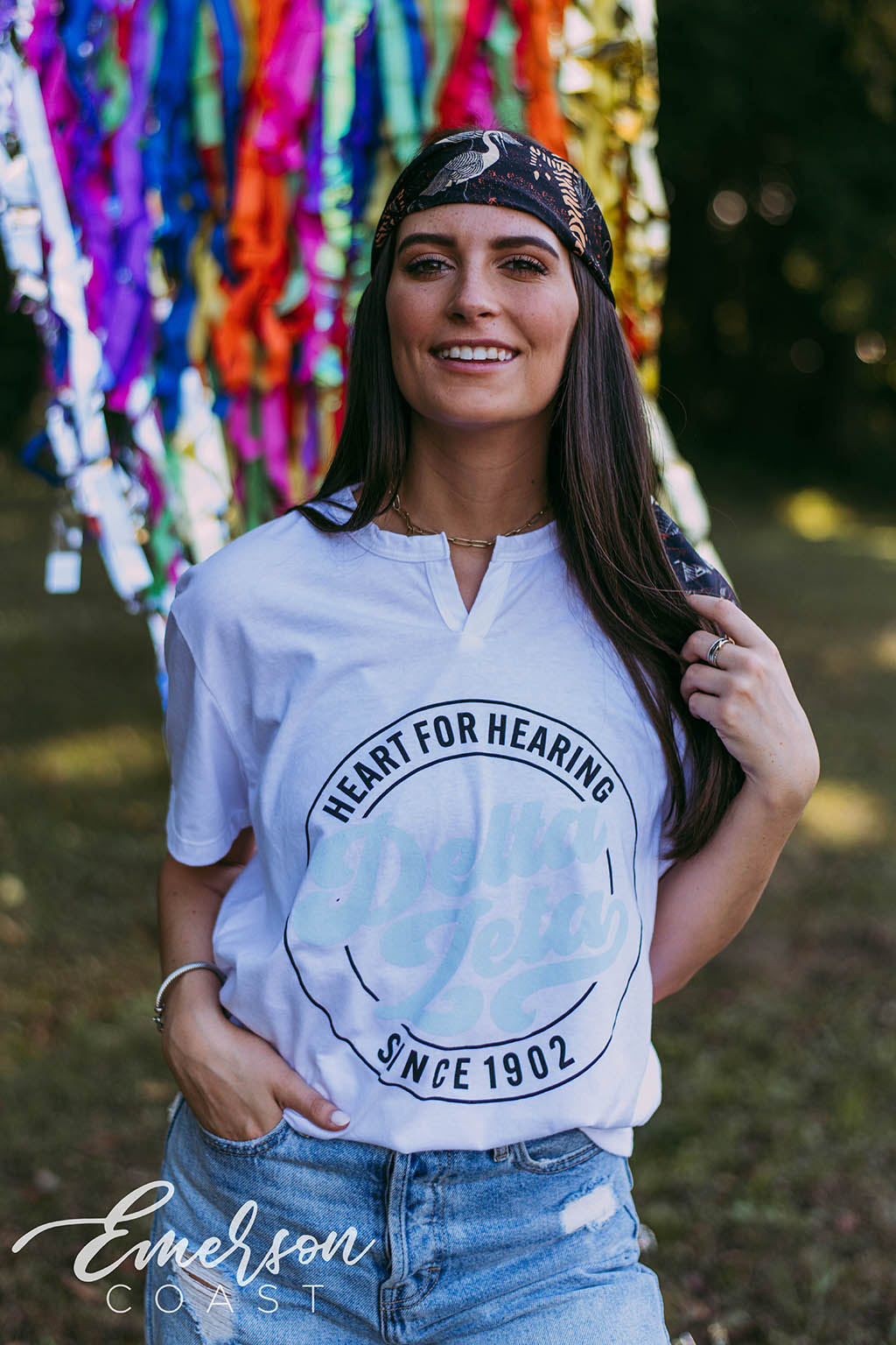 Delta Zeta Heart for Hearing Notch Tee