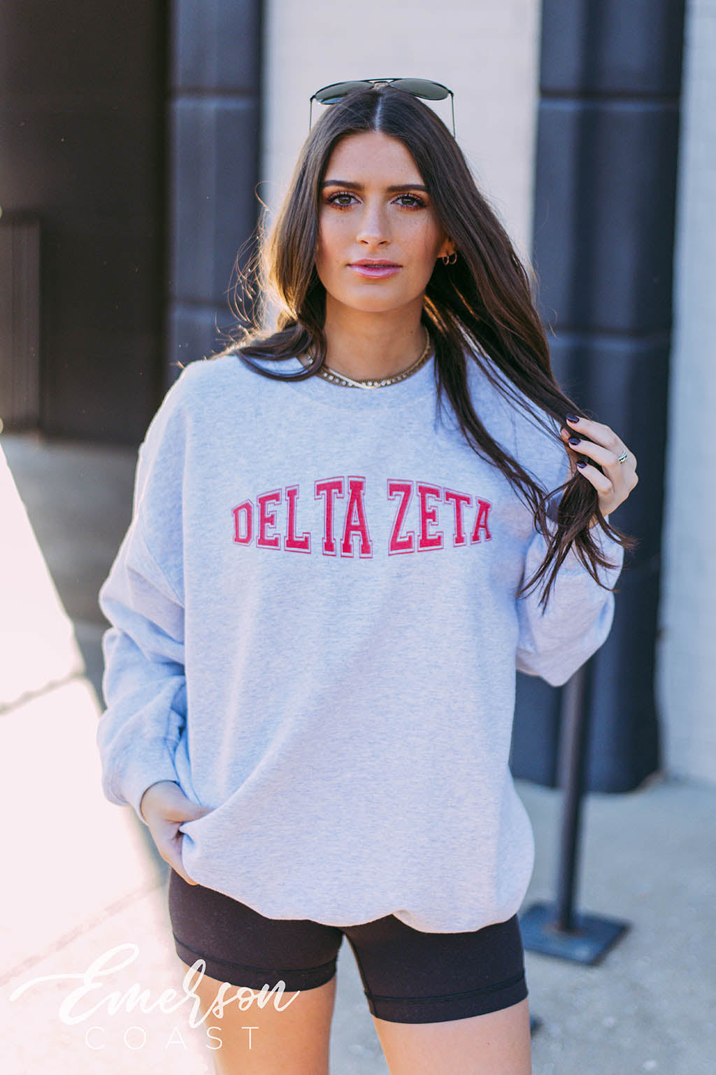 Delta Zeta Simple Varsity Sweatshirt