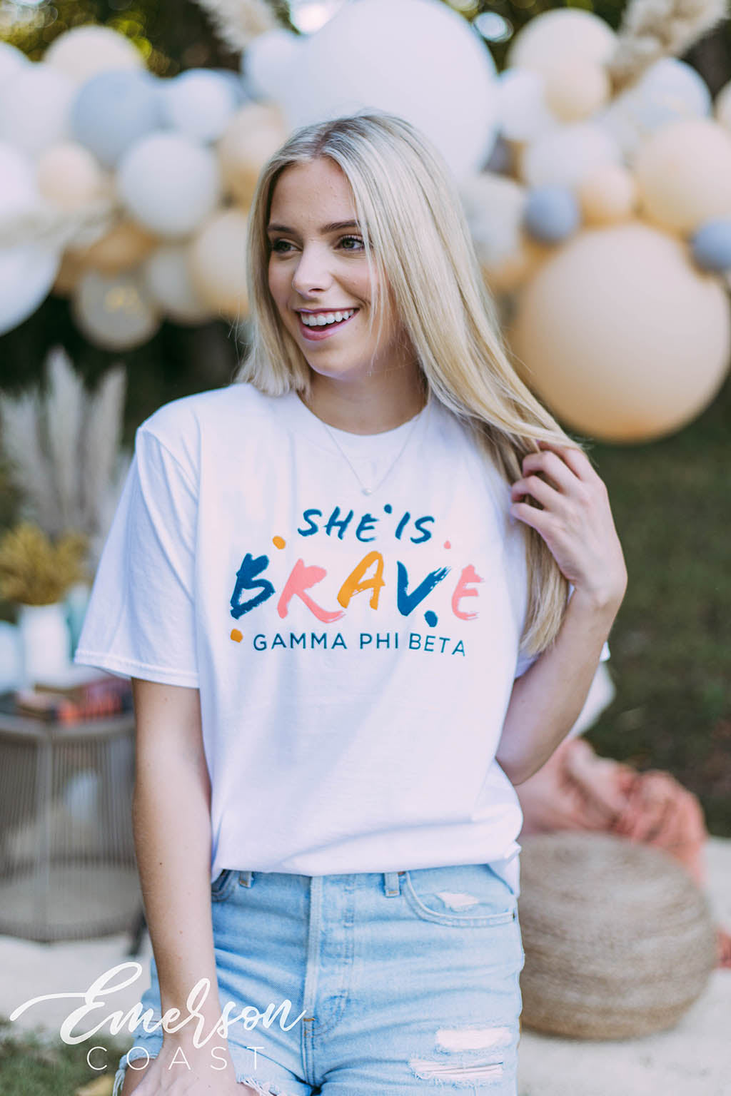 Gamma Phi Beta She is Strong/Determined/Brave Tshirt