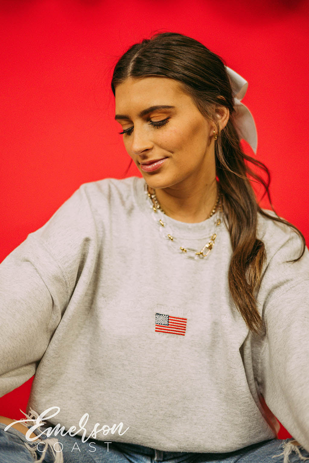 Kappa Alpha Theta Subtle America Embroidered Sweatshirt