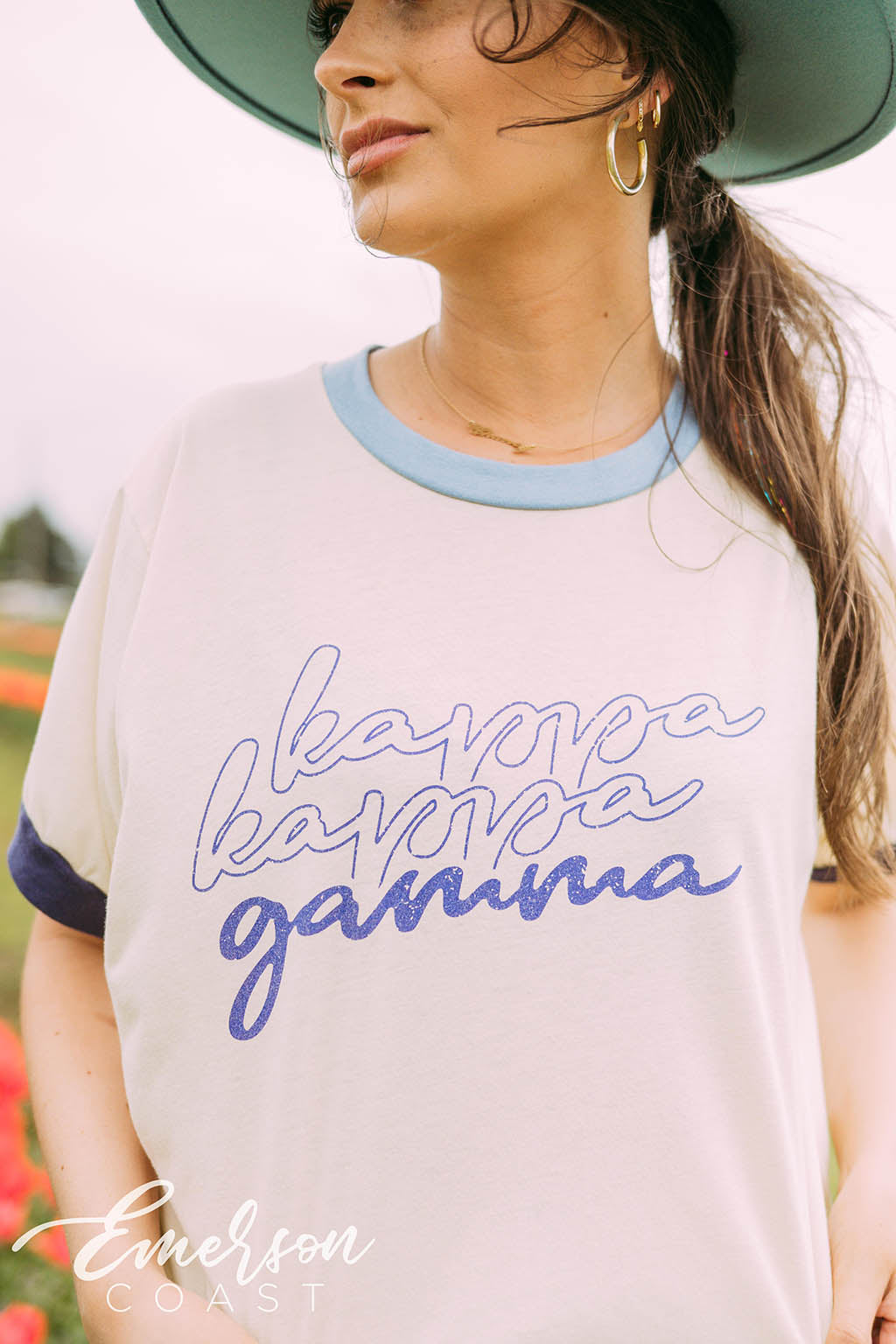 Kappa Kappa Gamma Blue Colorblock Ringer Tee