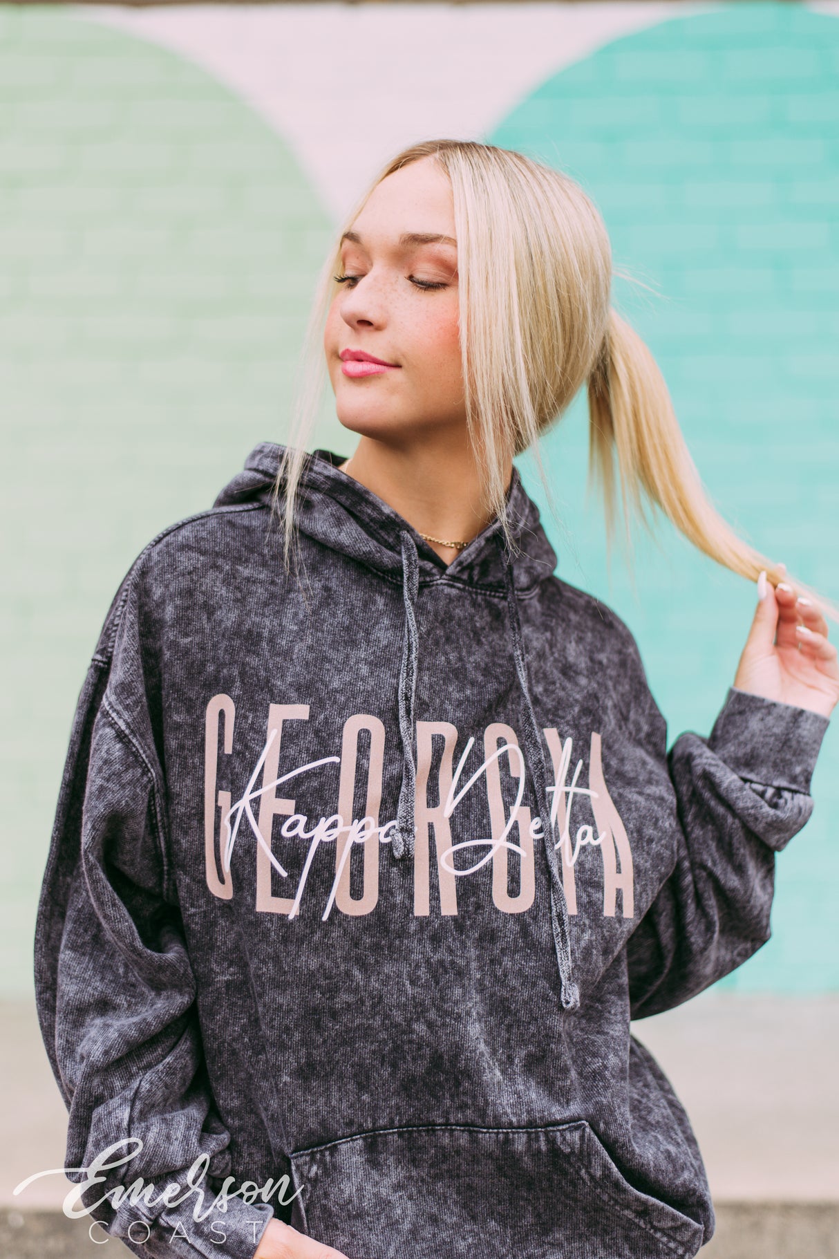 Kappa Delta PR Black Mineral Wash Hoodie