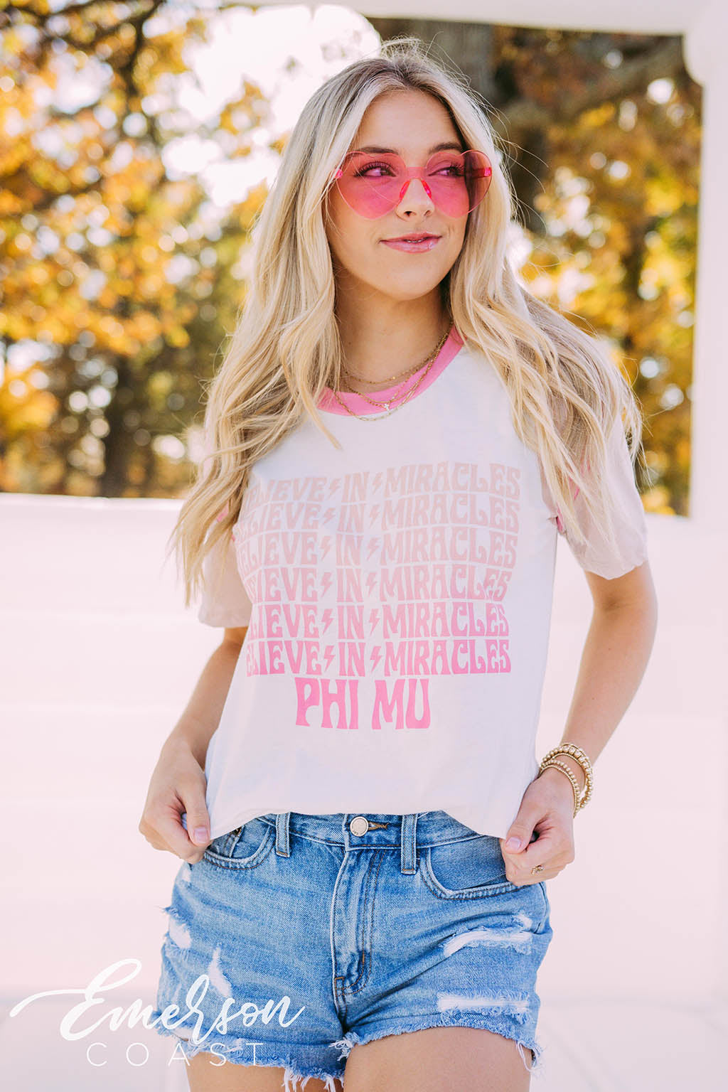 Phi Mu PR Believe In Miracles Colorblock Tee