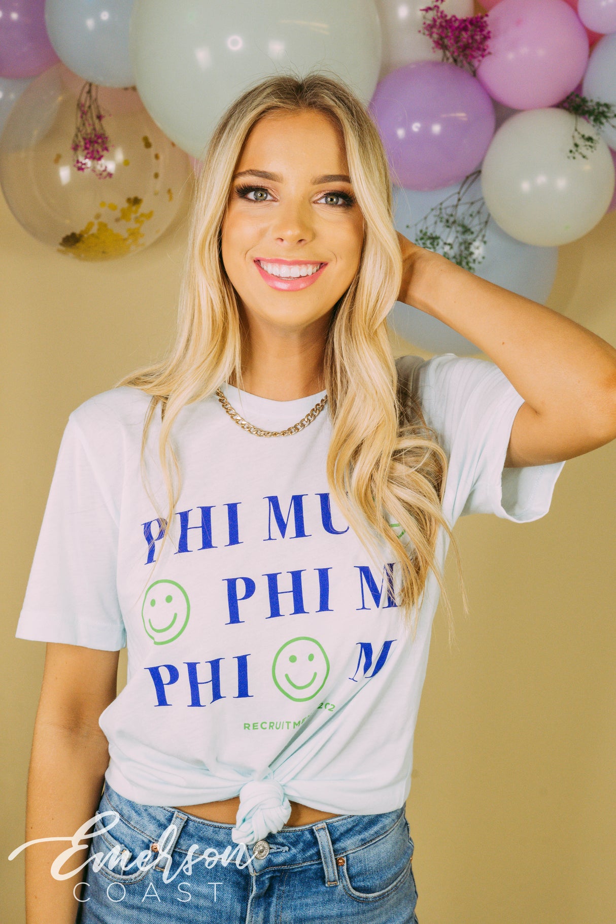Phi Mu Recruitment Smiley Face Tee