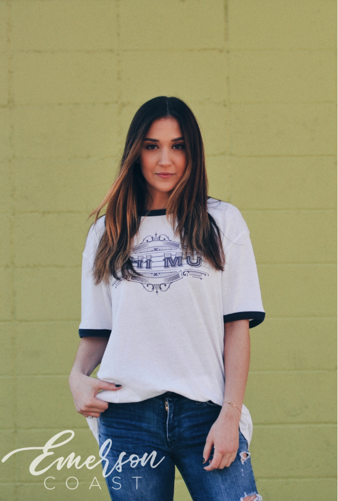 Phi Mu Navy Ringer Tee