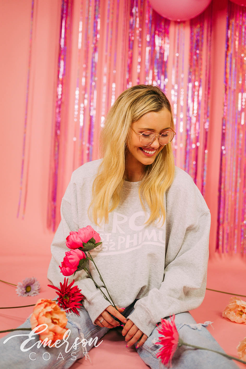 Phi Mu Simple PR Ash Gray Crewneck