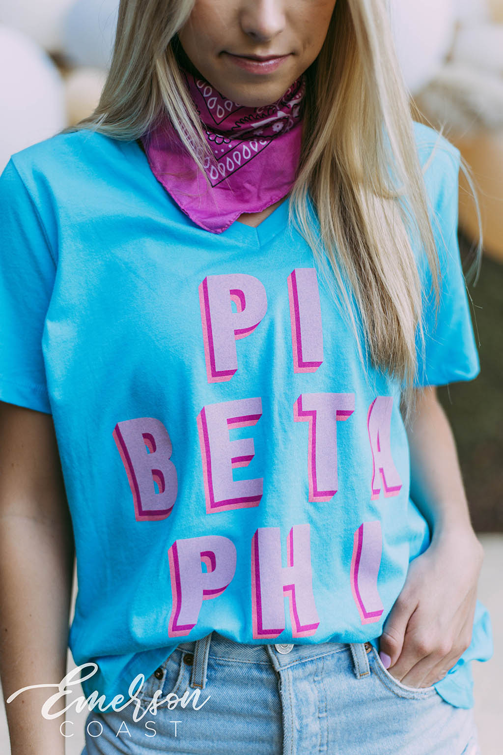 Pi Beta Phi Pr Aqua Vneck Tee