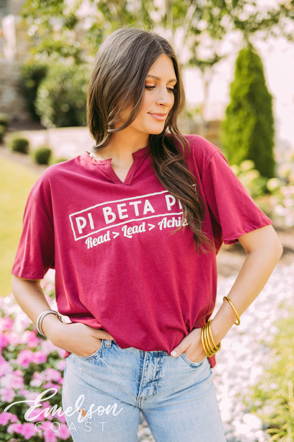 Pi Beta Phi Philanthropy Maroon Notch Tee