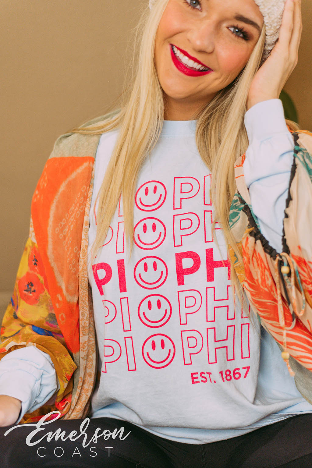 Pi Beta Phi Smiley Long Sleeve Tee