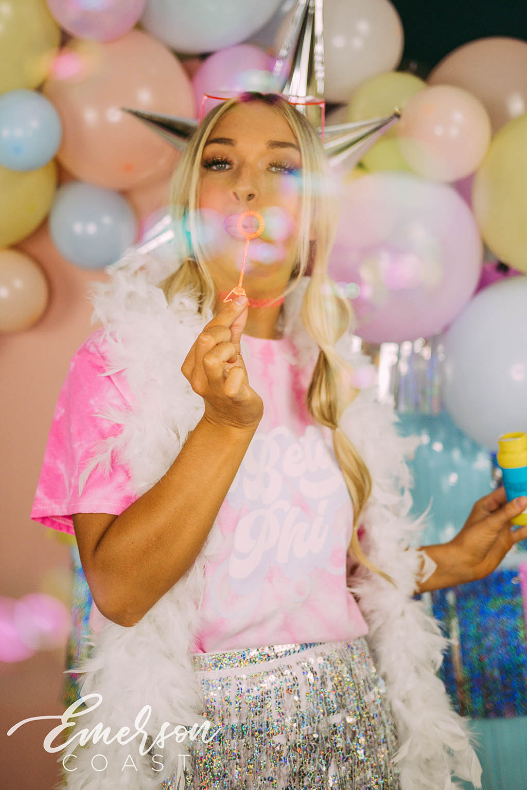 Pi Beta Phi Bid Day Pink Bubbles Tee