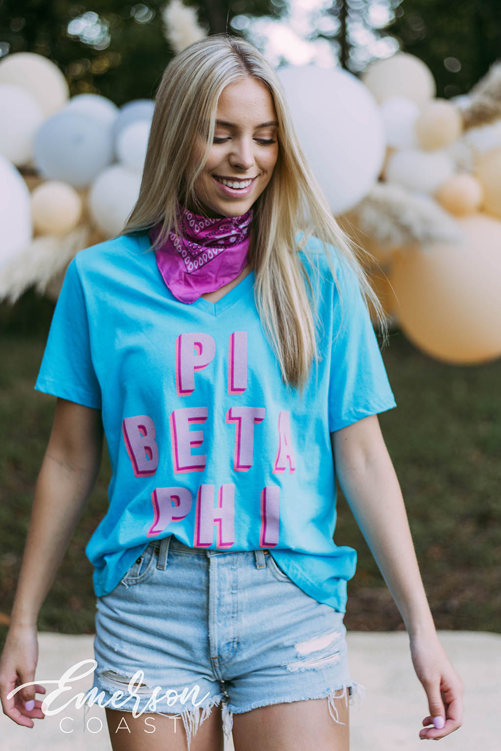 Pi Beta Phi Pr Aqua Vneck Tee