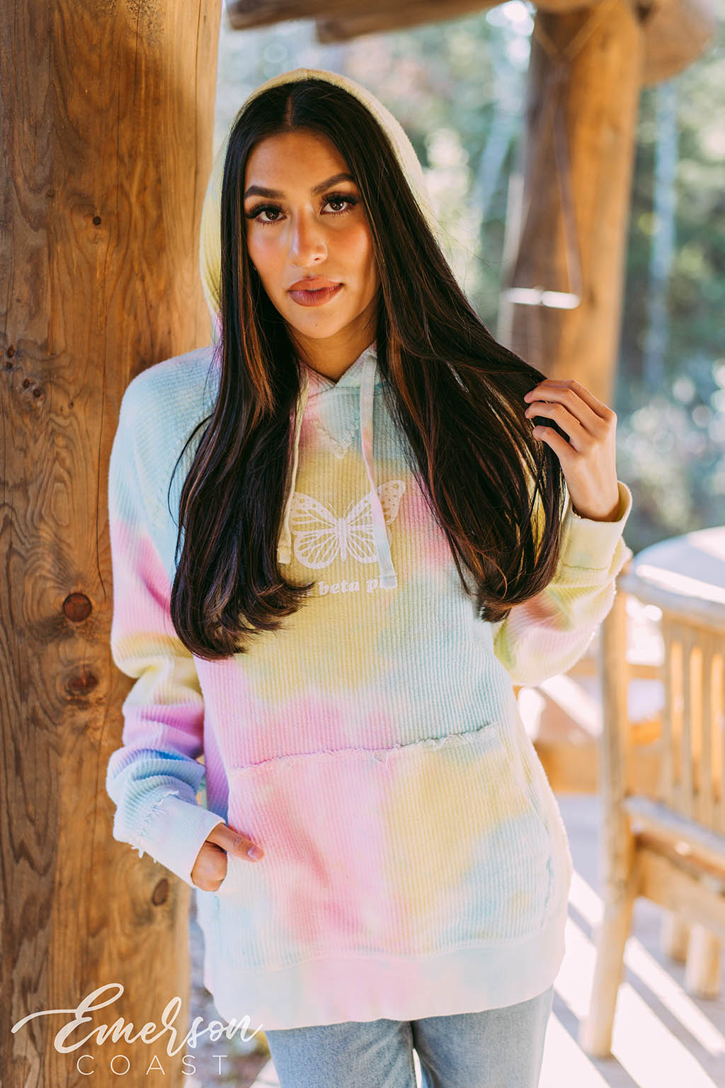 Pi Phi Butterfly Tie Dye Corduroy Hoodie