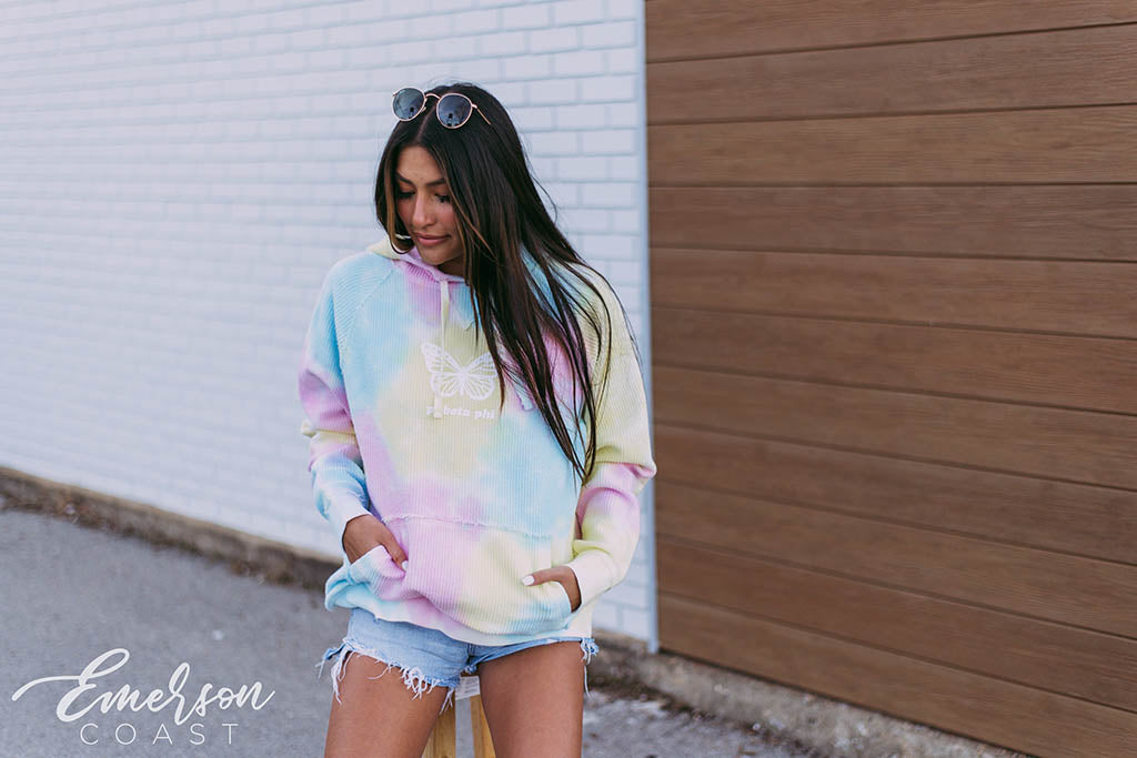 Pi Phi Spring Tie Dye Corded Hoodie