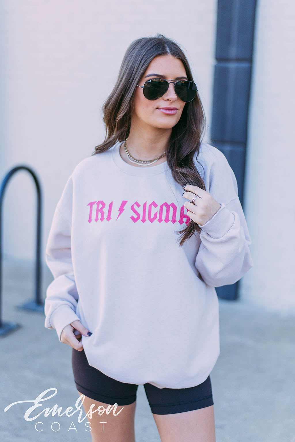 Tri Sigma Hot Pink Lightning Bolt Sweatshirt