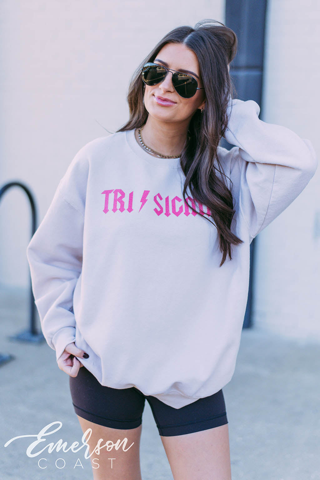 Tri Sigma Hot Pink Lightning Bolt Sweatshirt