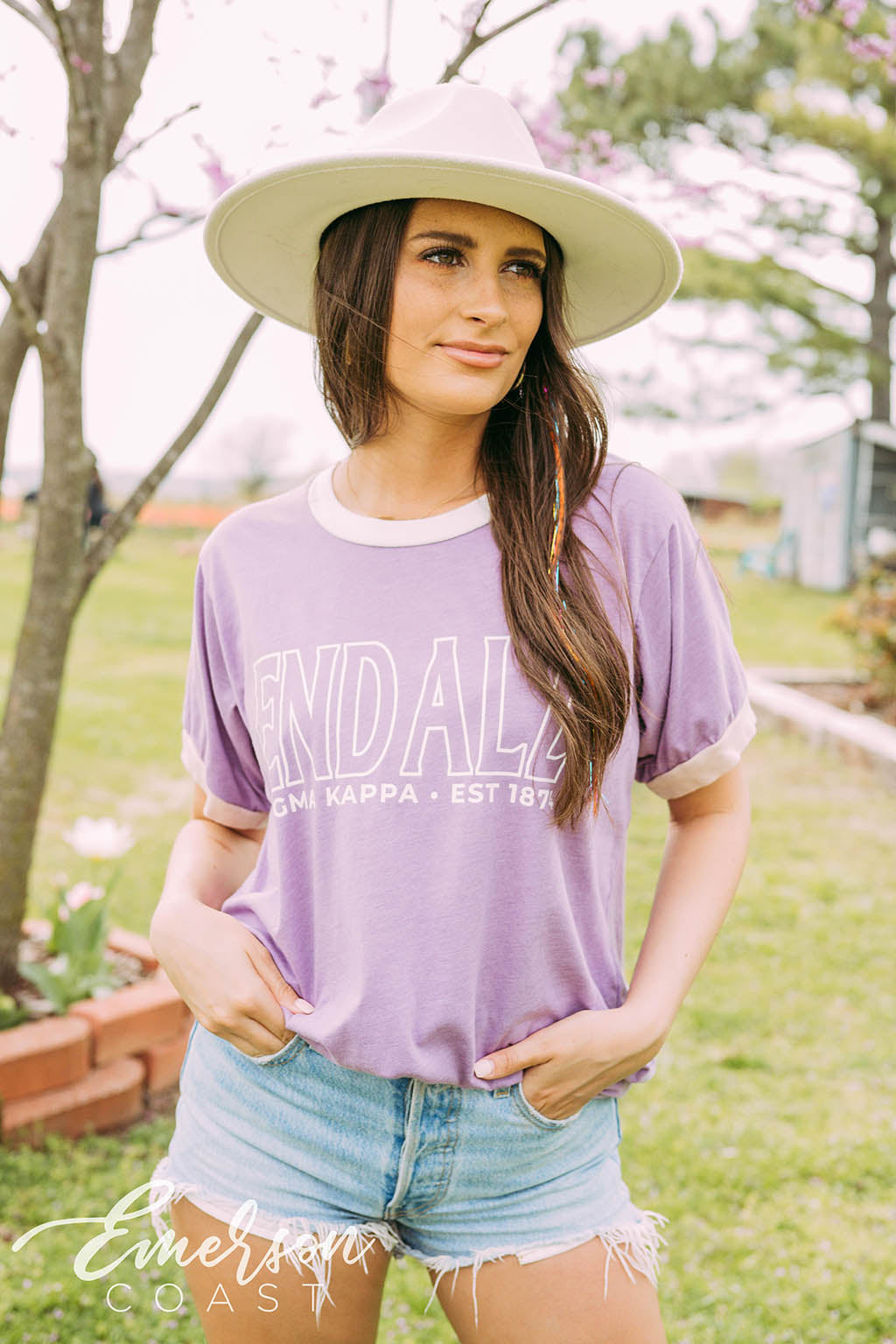 Sigma Kappa End Alz Purple Colorblock Ringer Tee