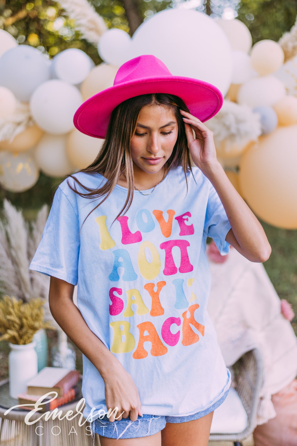 AOII Blue Mineral Wash Raw Neck Tshirt