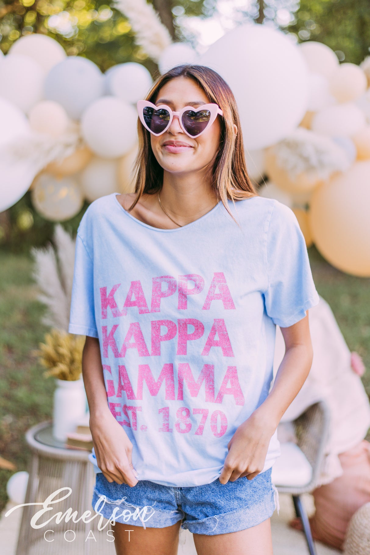 Kappa Kappa Gamma Retro Blue Mineral Wash Tee