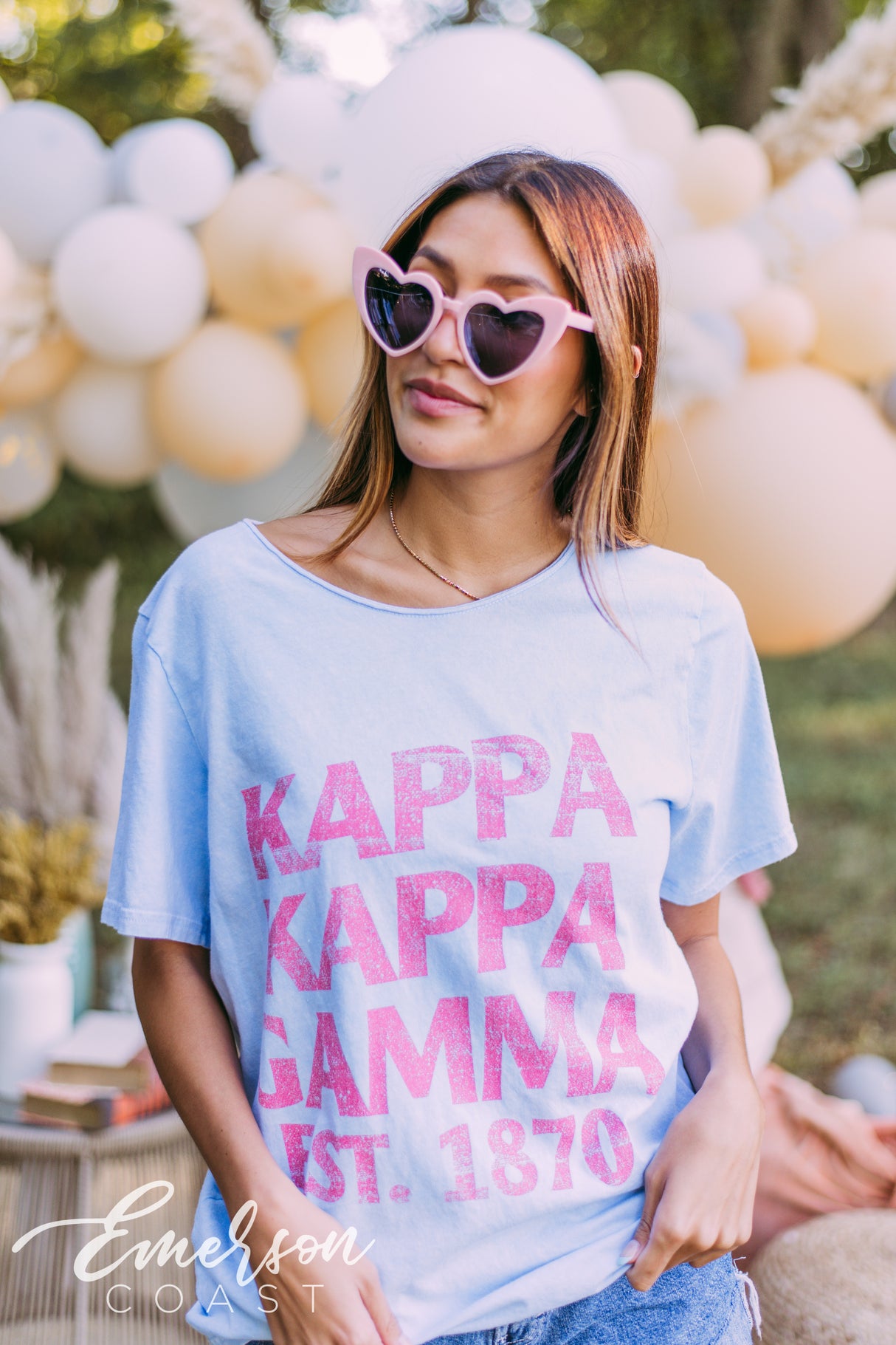Kappa Kappa Gamma Retro Blue Mineral Wash Tee