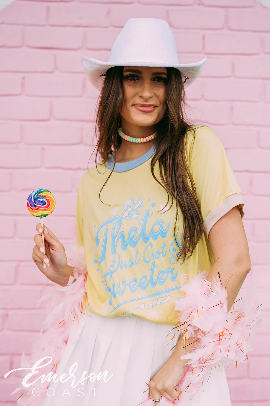 Theta Just Got Sweeter Candy Bid Day Colorblock Ringer Tee