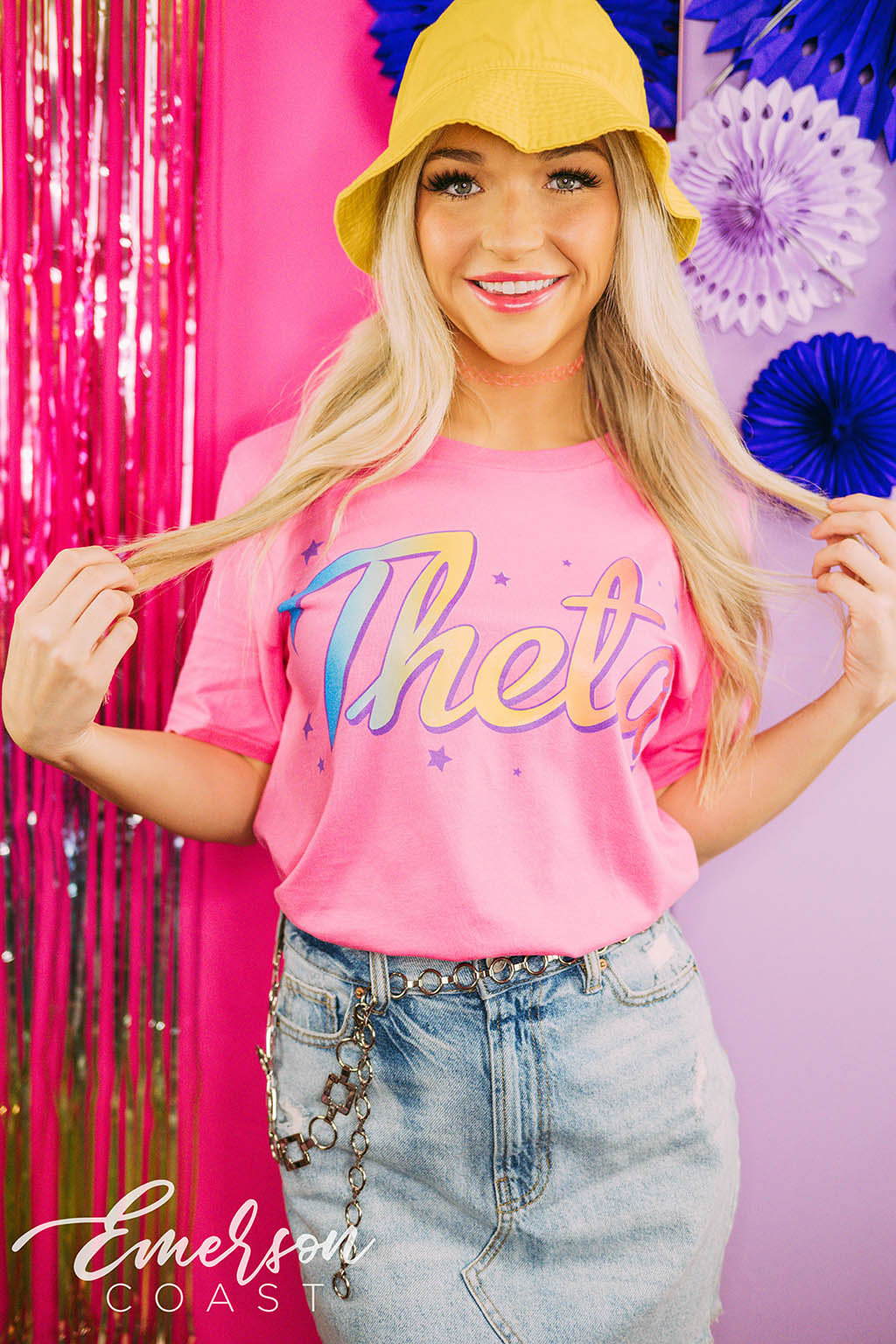 Theta PR Rainbow Letters Tee