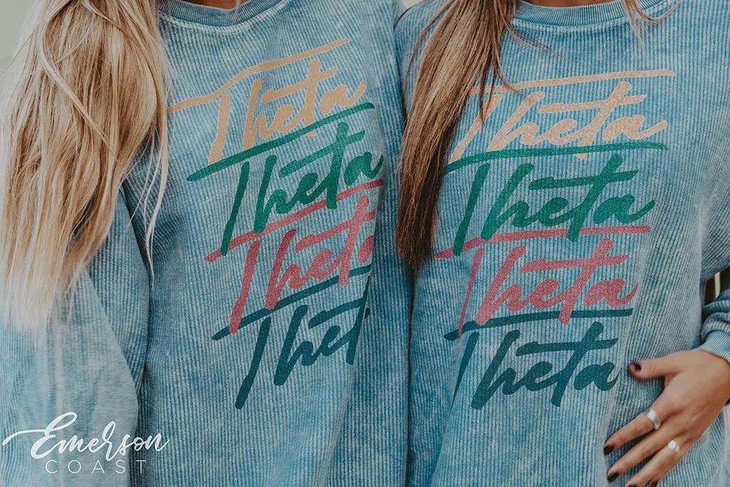 Theta Blue Corduroy Sweatshirt