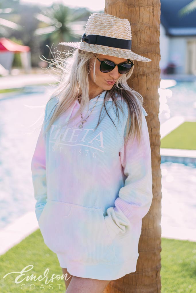 Kappa Alpha Theta PR Tie Dye Corduroy Hoodie