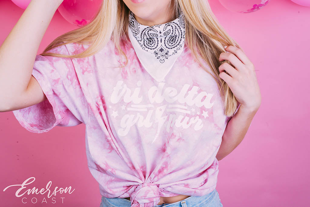 Tri Delta Grl Power Bid Day Tie Dye Tshirt