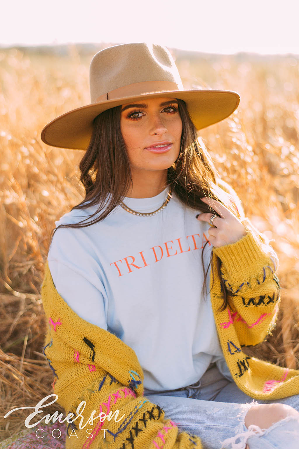 Tri Delta Simple Chambray Long Sleeve Tee