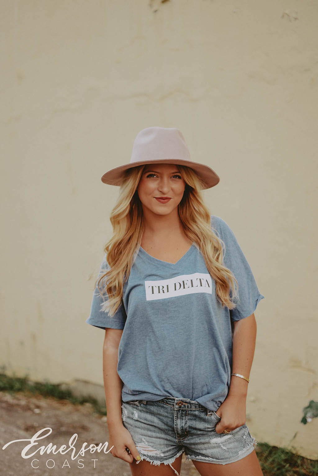 Tri Delta Blue V-Neck PR Tee