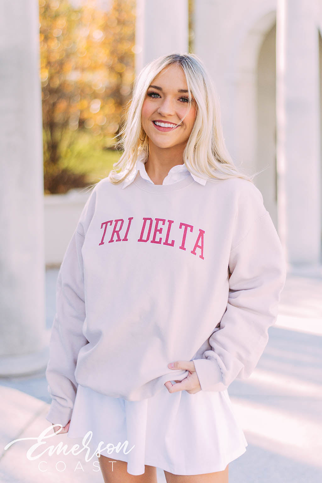 Tri Delta Varsity Sand Sweatshirt
