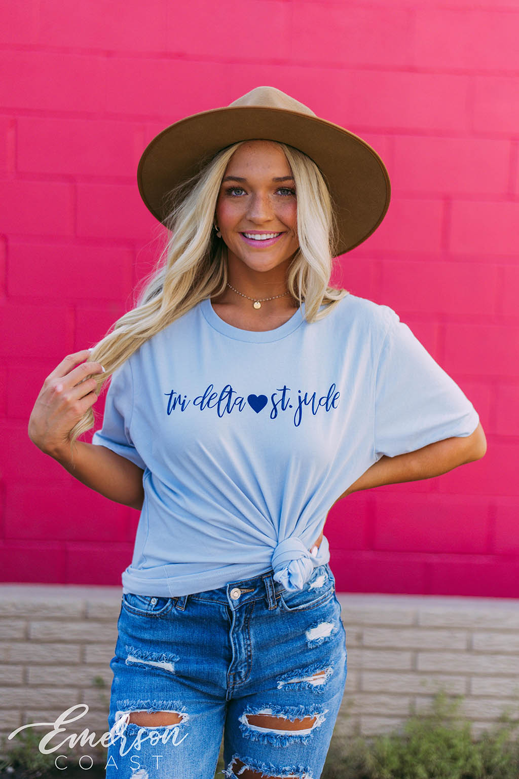 Tri Delta Loves St. Jude Blue Tee