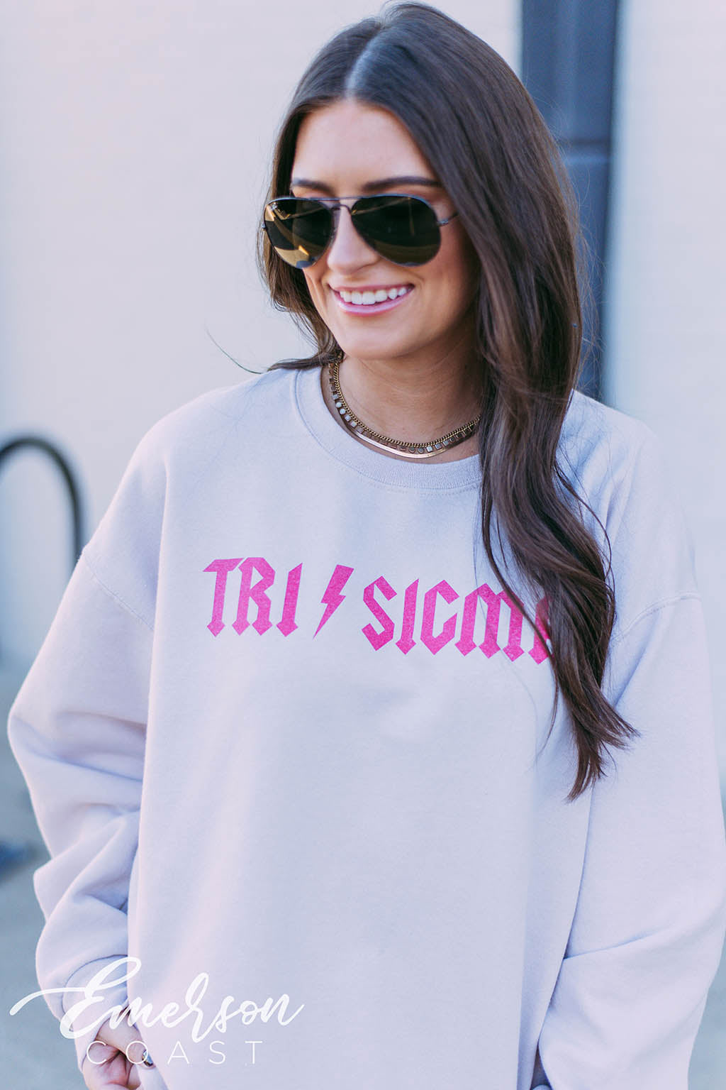 Tri Sigma Hot Pink Lightning Bolt Sweatshirt