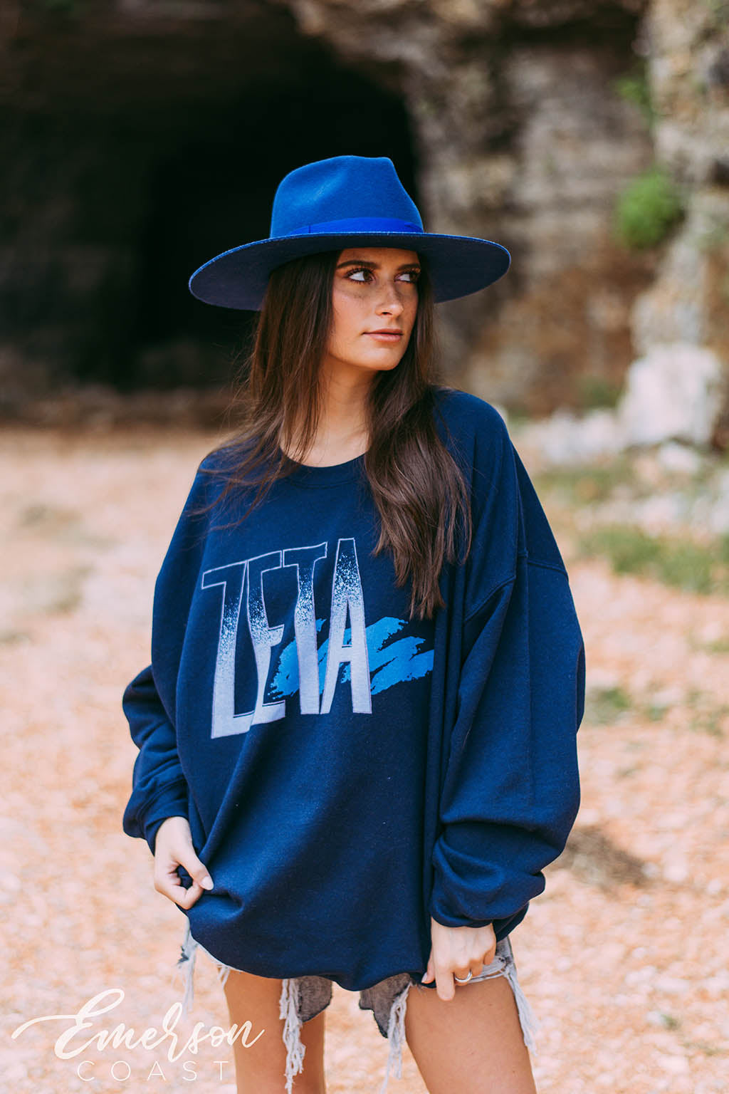 Zeta Tau Alpha Navy Oversized Sweatshirt