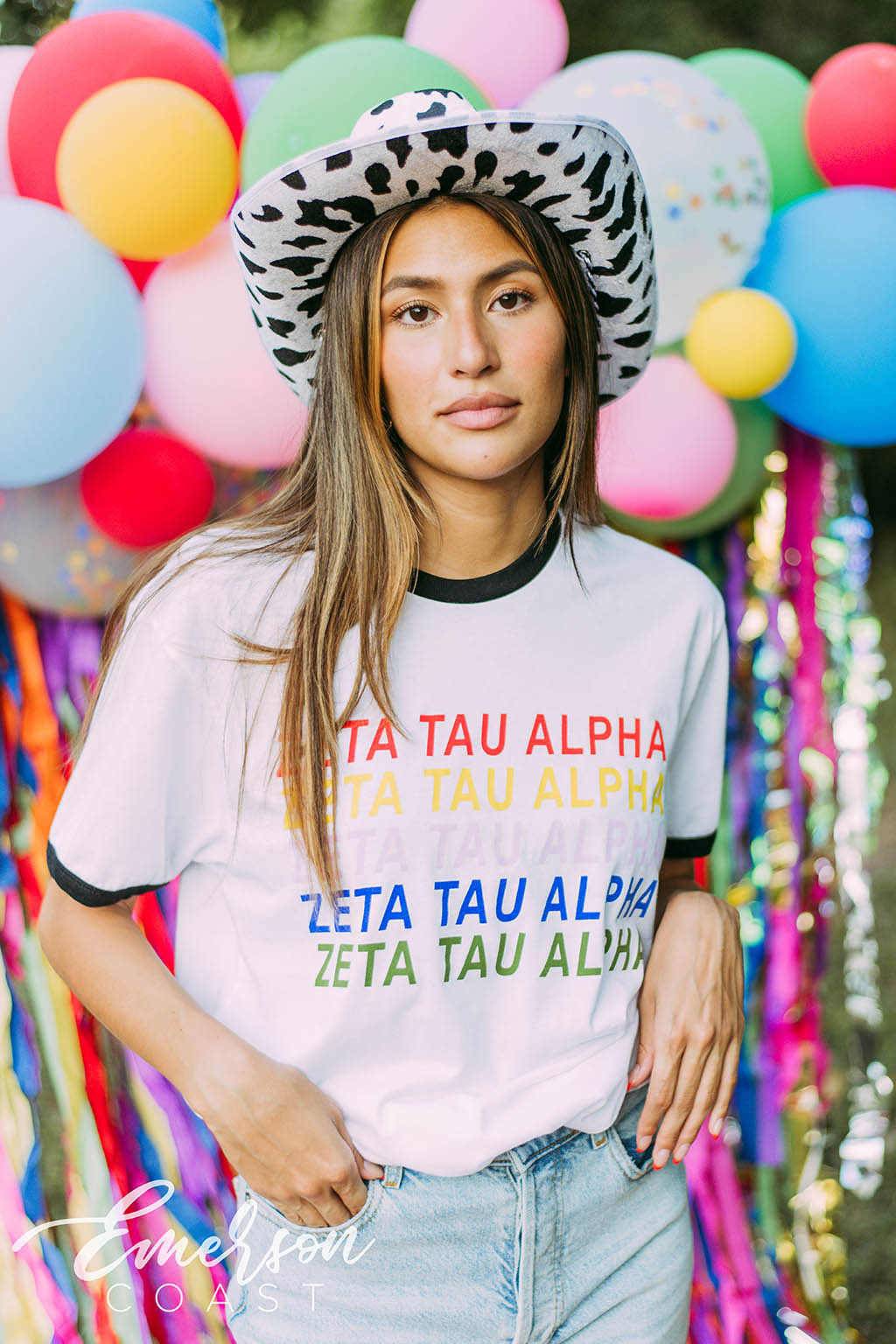 Zeta Tau Alpha Rainbow Ringer Tee
