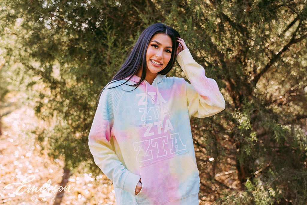 ZTA Pastel Tie Dye Corduroy Hoodie