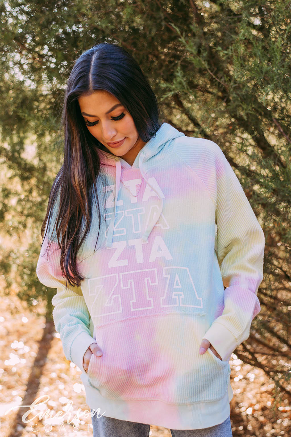 ZTA Pastel Tie Dye Corduroy Hoodie