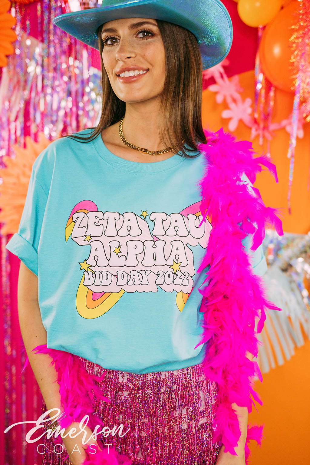 Zeta Tau Alpha Bid Day Groovy Colorful Tee