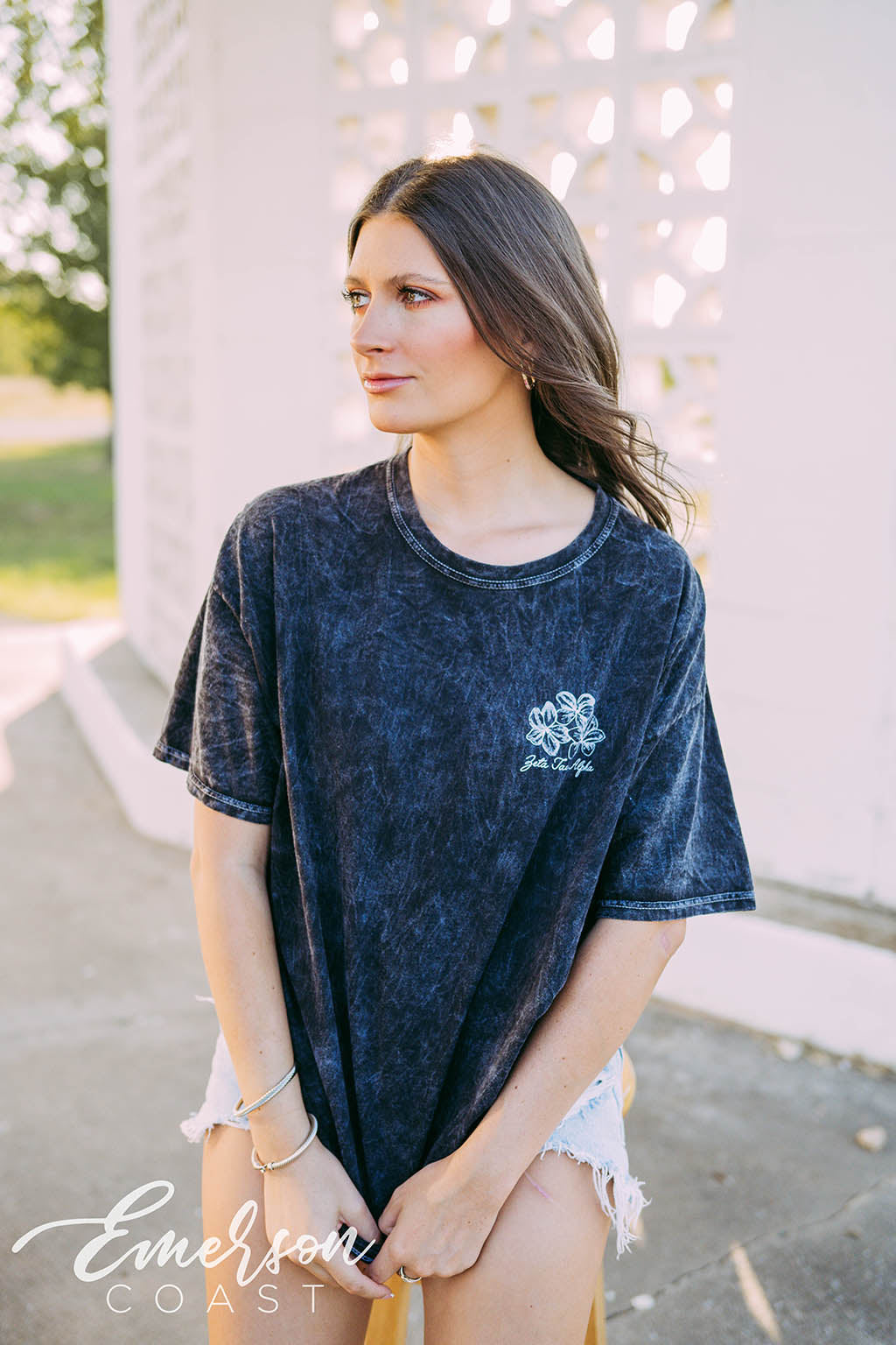Zeta Tau Alpha PR Floral Mineral Wash Tee