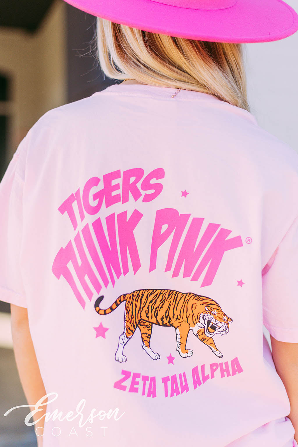 Zeta Tau Alpha Tigers Think Pink Tee