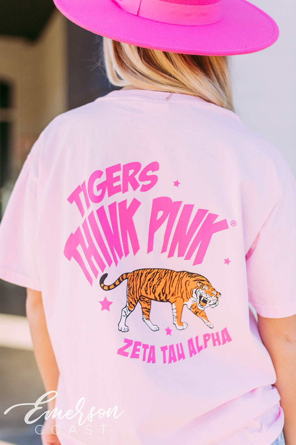 Zeta Tau Alpha Tigers Think Pink Tee