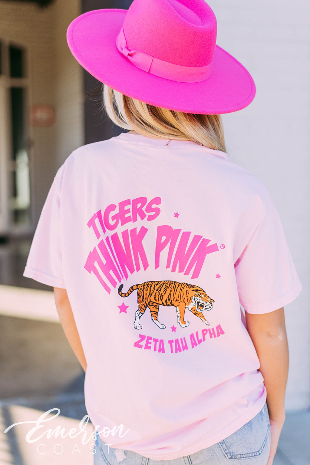 Zeta Tau Alpha Tigers Think Pink Tee