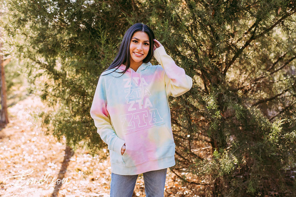ZTA Pastel Tie Dye Corduroy Hoodie