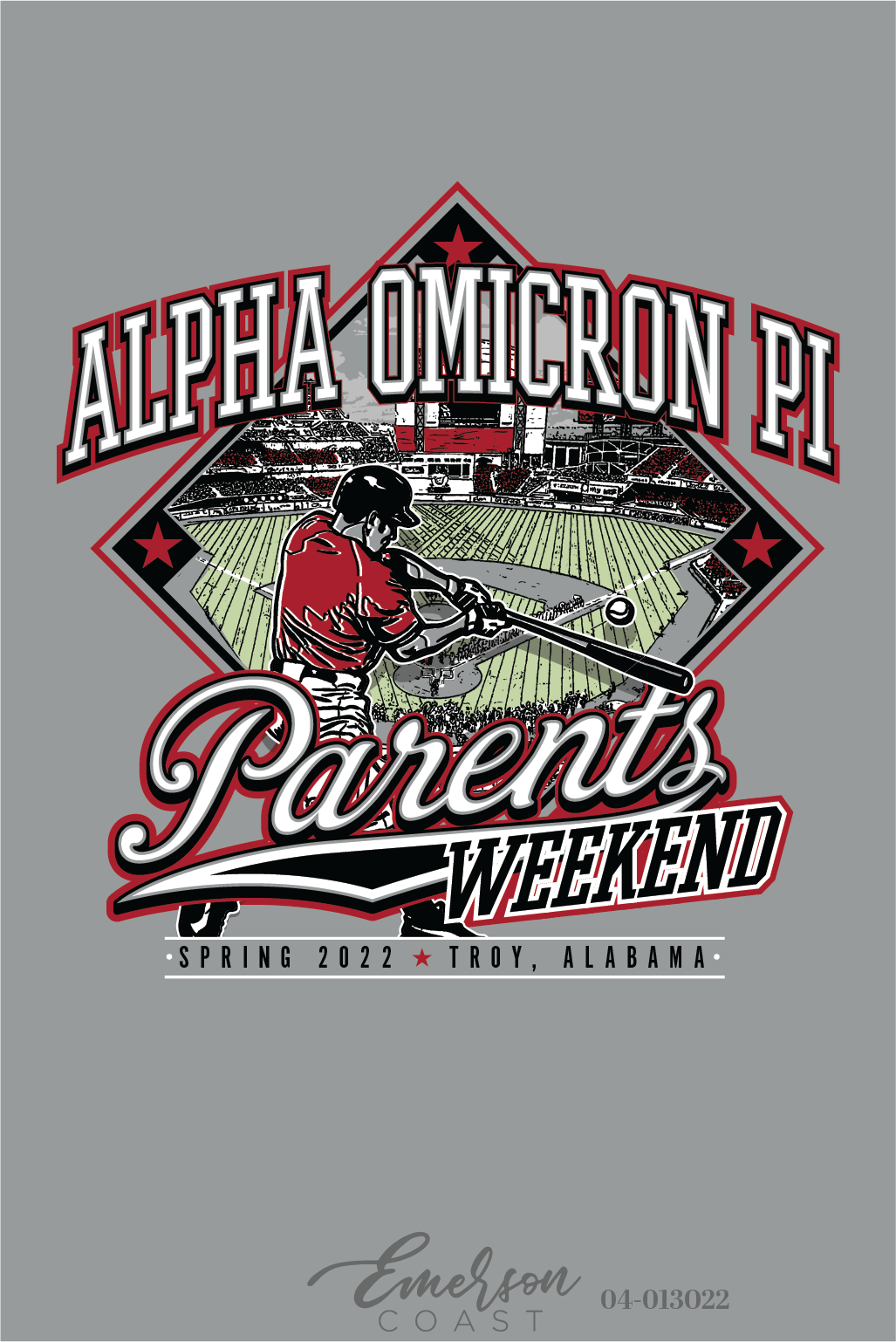 Alpha Omicron Pi Troy University Parents Weekend Baseball T-Shirt