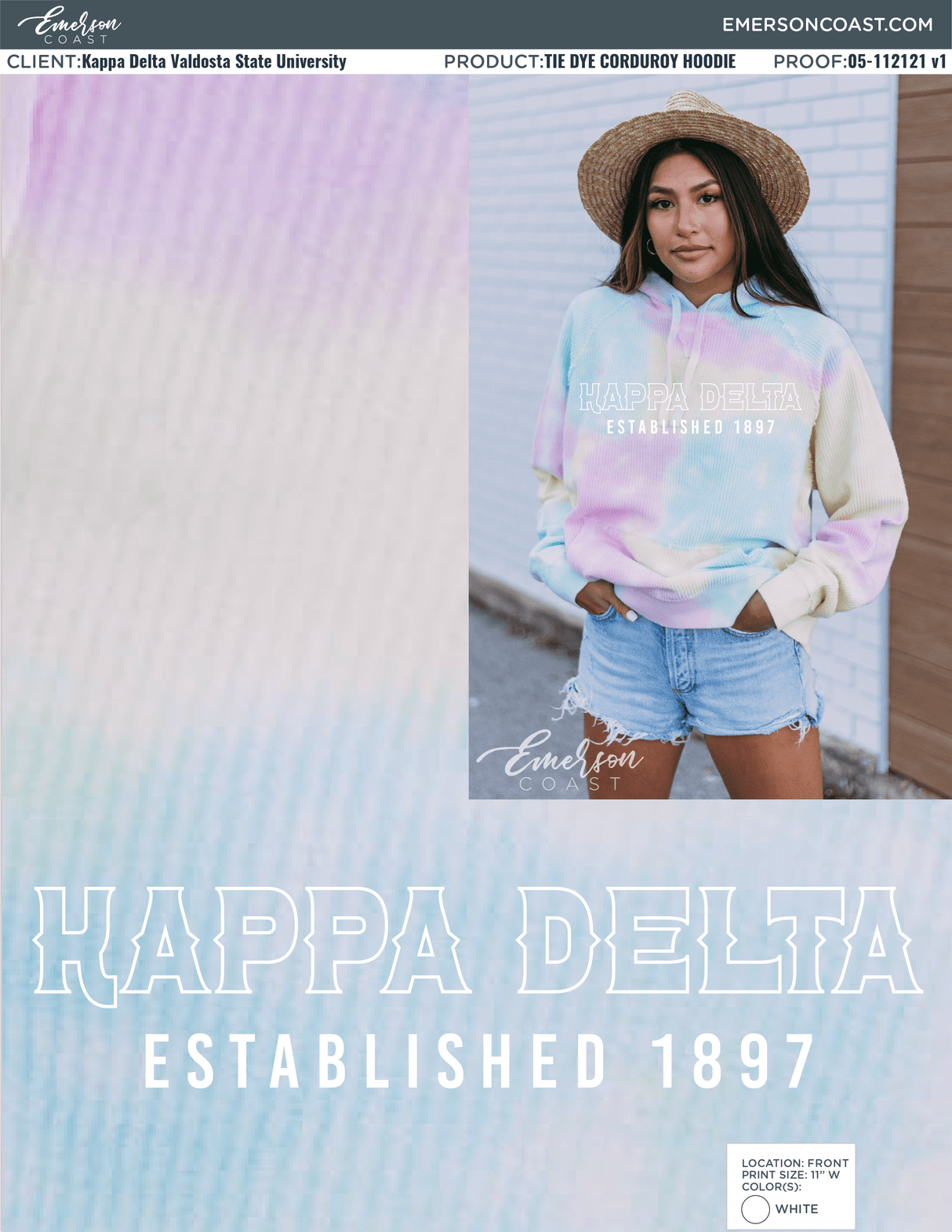 05-112121 Kappa Delta Valdosta State University Tie Dye Hoodie 2021-01