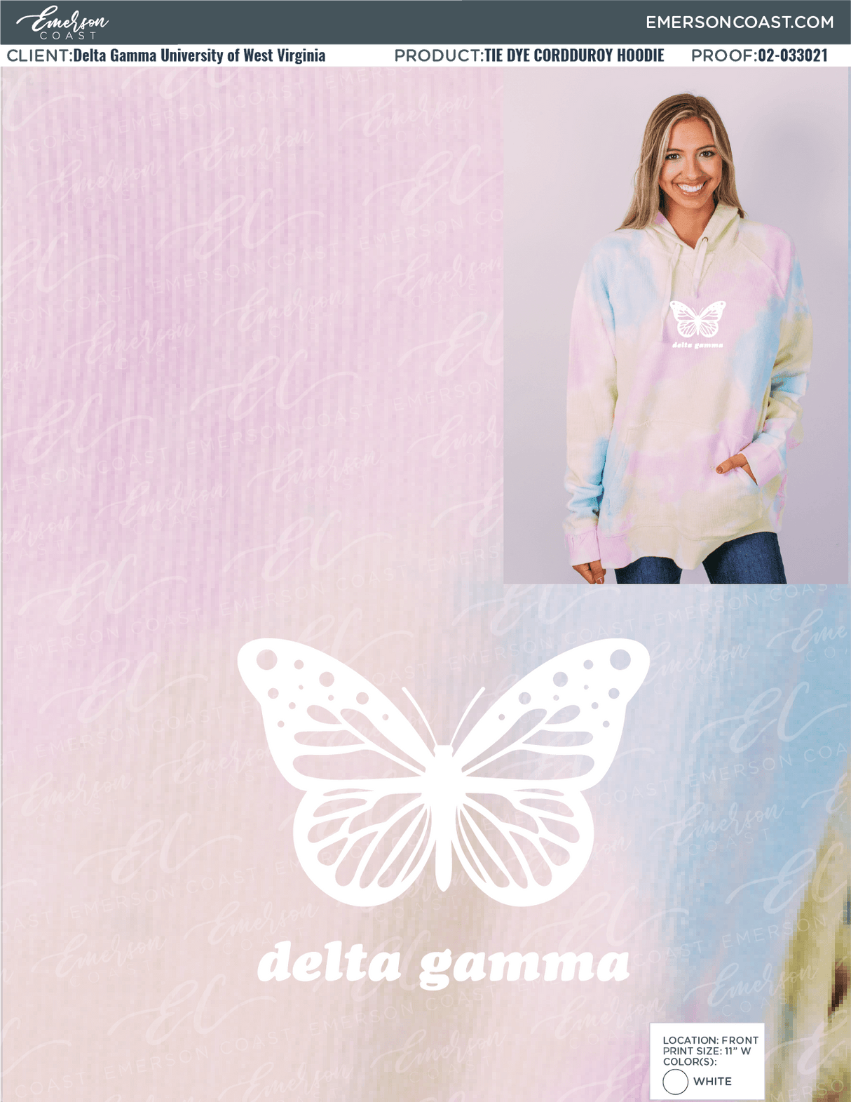 02-033021 Delta Gamma University of West Virginia Tie Dye Cord 2021-01