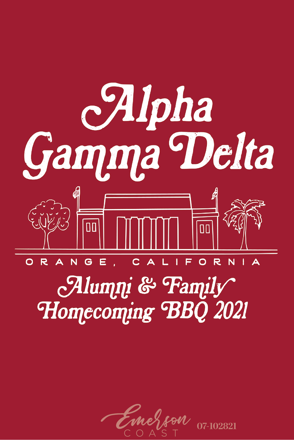 Alpha Gamma Delta Chapman University Parents Weekend Homecoming BBQ T-Shirt