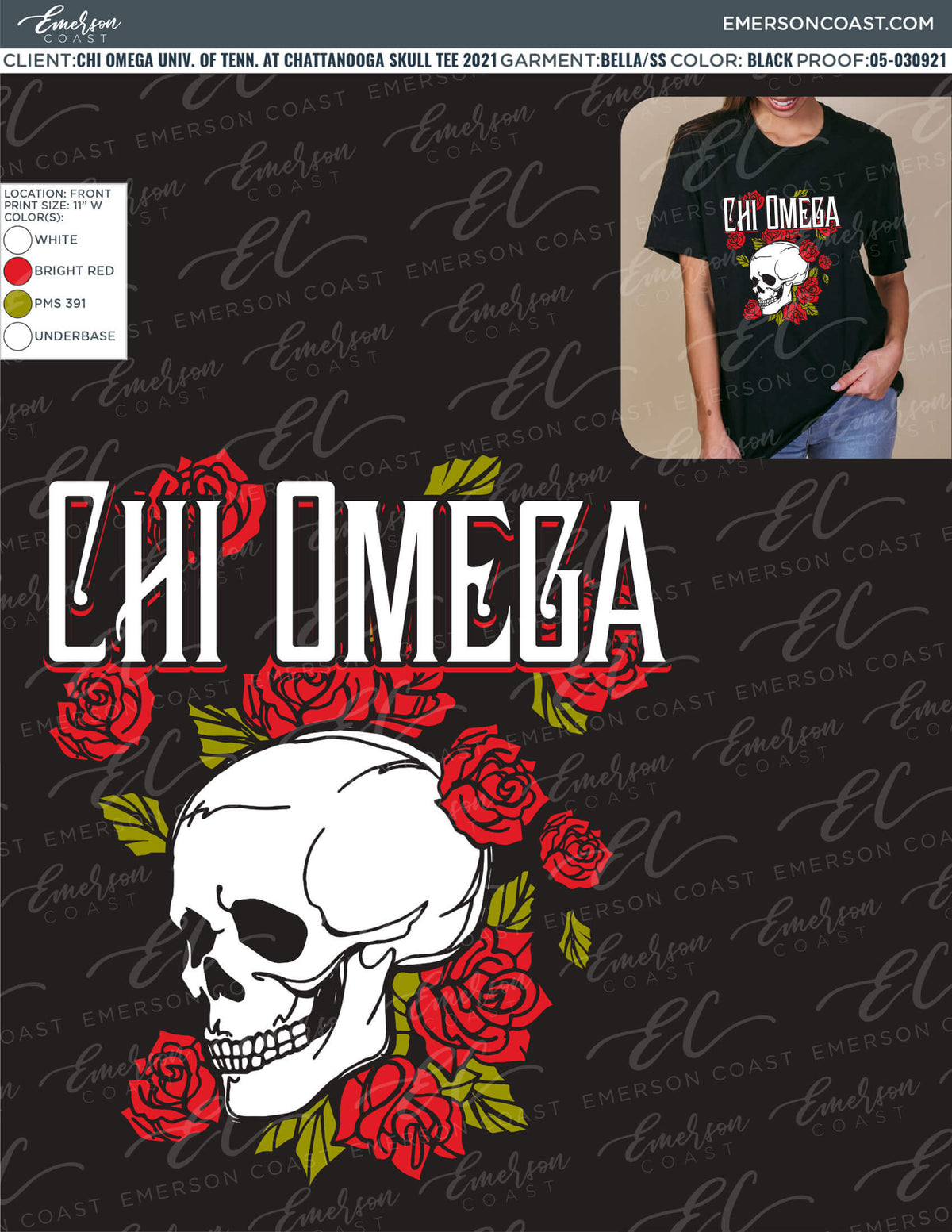 05-030921 Chi Omega University of Tennessee at Chattanooga Skull Tee 2021 3