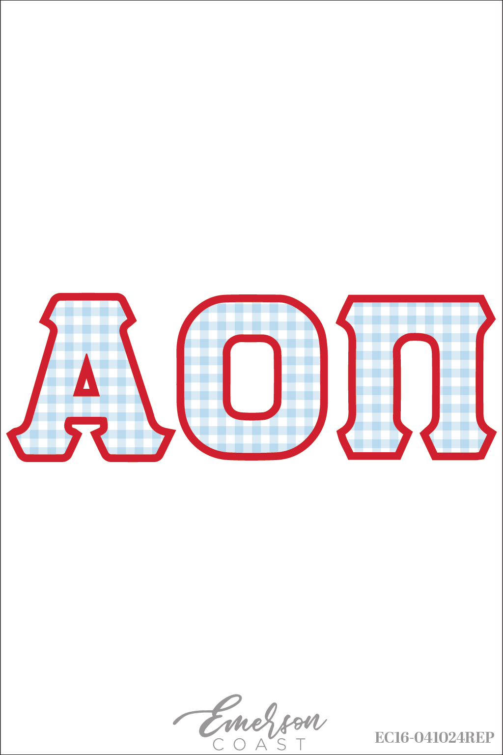 AOPI Red and Blue Gingham Greek Letters Tee